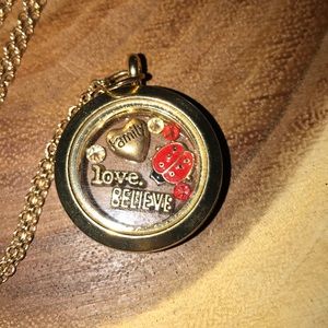 Gold Plated ladybug Floating Charm Necklace NEW